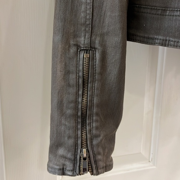 Free people waxed denim scarf Moto jacket - Picture 4 of 7